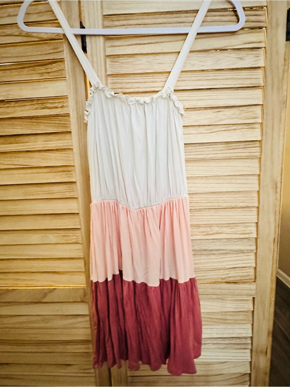 Olivia Rae Girls Tiered Colorblock Sundress - White, Light Pink & Mauve